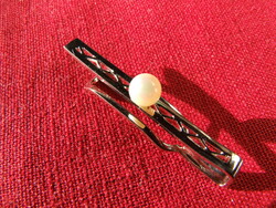 Silver scarf clip with pearls (181215)