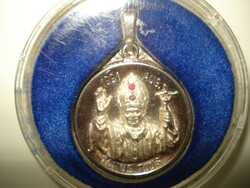 II. János Pál ezüst érem-medál, valódi rubin kövekkel, tanúsítvánnyal.