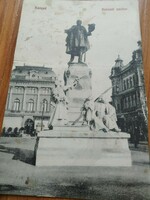 Antique postcard, Szeged, Kossuth statue, published by Herman Grünwald, postal clerk