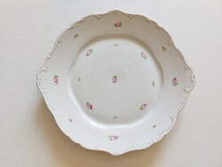 Old Hólloháza porcelain serving bowl with rose pattern