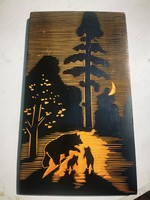 Bear family in the forest, wooden wall decoration