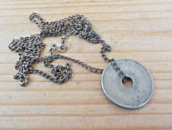 Old silver necklace Chinese? With a coin