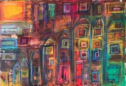 Coloured Houses   60cmx40cm abstract egyedi vászonkép