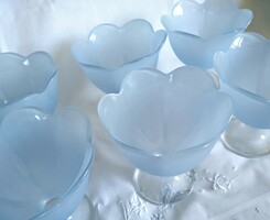 Set of 6 light blue glass ice cream cups 12x 12.5cm