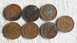 2 Filér 1946 ; 1947, money, coin, Hungarian state bill, 7 pieces