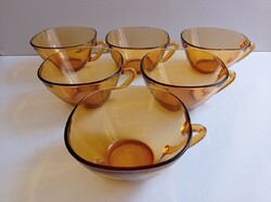 Vereco French amber heat-resistant glass tea cup set