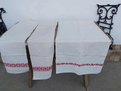 Beautiful red patterned linen towel nostalgia piece of village peasant decoration