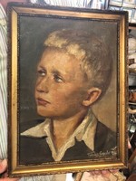 Oil on canvas portrait of Gyula Takács from 1945, size 40 x 35 cm