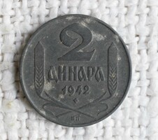 Serbia 2 dinars, 1942, money, coin