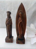 2 wooden statues of Mary