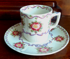 Adderleys mocha coffee cup set with 'roses' pattern