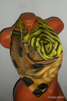 Very beautiful autumn colored silk satin scarf (71 x 68 cm)