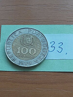 Portugal 100 escudos 1989 incm pedro nunes bimetal 32.