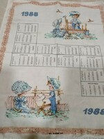 1971-es, 1980-as, 1988-as textil naptár / konyharuha