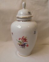 Covered urn flower vase, rose pattern