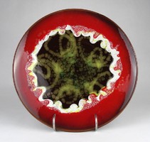 1M879 marked applied art lava red ceramic bowl wall bowl 28 cm