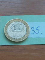 Chile 100 pesos 2006 so santiago mint, bimetal, mapuche 35.