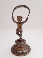 Silver-plated copper figure, putto, 16 cm