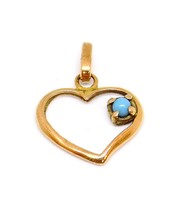 Gold heart pendant with turquoise stone (zal-au116004)