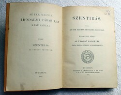 Szentírás Az utolsó próféták 1903 Izraelita M.I.T. Dr Goldberger Izidor rabbi ex libris hagyaték