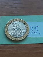 Chile 100 pesos 2008 so santiago mint, bimetal, mapuche 35.