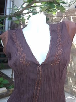 Pretty chocolate brown beaded summer blouse-top-women's top s-m