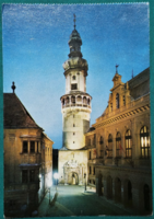 Sopron, fire tower with the storno house, postmarked postcard, 1975