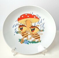 Vintage/Retró - vidám méhecskés mesejelenetes porcelán tányér