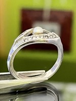 Antik ezüst gyűrű, Markazit és Gyöngy díszítéssel