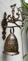 Antik bronz kapu csengő/kolomp angyalos díszítéssel