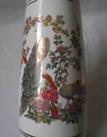 Greek, richly gilded flower vase, peacock pattern