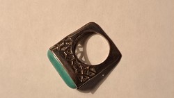 Antik indiai zöld köves gyűrű 3x3.5 cm