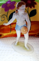 Extremely rare Kőbánya porcelain volleyball-playing girl.