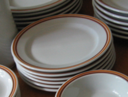 Retro Alföldi porcelán kis tányér barna-sárga csíkos
