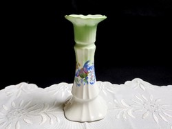Különleges paradicsommadaras, virágos porcelán gyertyatartó 15 cm