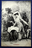 5 antique series romantic photo postcards - courtship