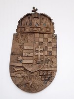 Nagyméretű réz Magyar címer, 17 cm