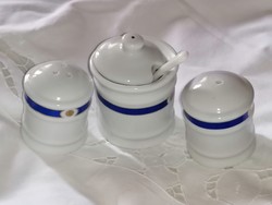 Blue-Gold Striped Spice Set with Porcelain Spoon