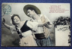 Antique humorous photo postcard - courtship