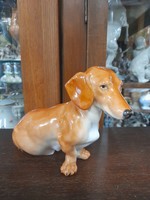Herend hand-painted porcelain dachshund dog figurine. 23 Cm.