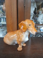 Herendi Kézi Festésű Porcelán Ülő Tacskó Kutya Figura.23 cm.