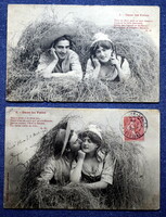 2 antique photo postcards - courtship