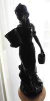 Bronz szobor 67 cm! Nő kosárral