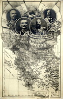 Antik  fotó képeslap - L Union La Force /Cљединието прави силата ! Uralkodók a balkán térképével