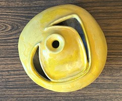 Yellow colored retro design ceramic vase with an openwork pattern