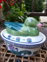 Hand-painted ceramic sugar holder with duck cover. 17*14 cm