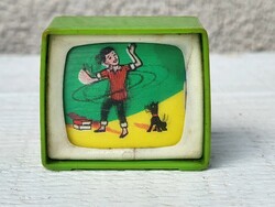 Retro German pencil sharpener or dollhouse toy TV with lenticular screen