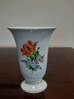 Herend oval porcelain vase with flower pattern