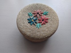 Sewing box with embroidered top