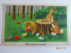 Régi grafikus húsvéti képeslap - Réber Láaszló rajz